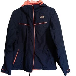 The North Face Women's Ski Jacket W/Hood Navy and Coral SZ Med